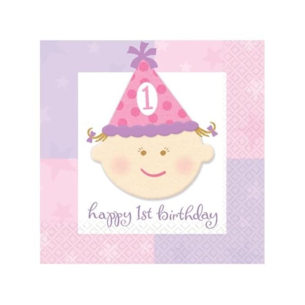 2 Ply 1st Birthday Napkins (Pack of 16)