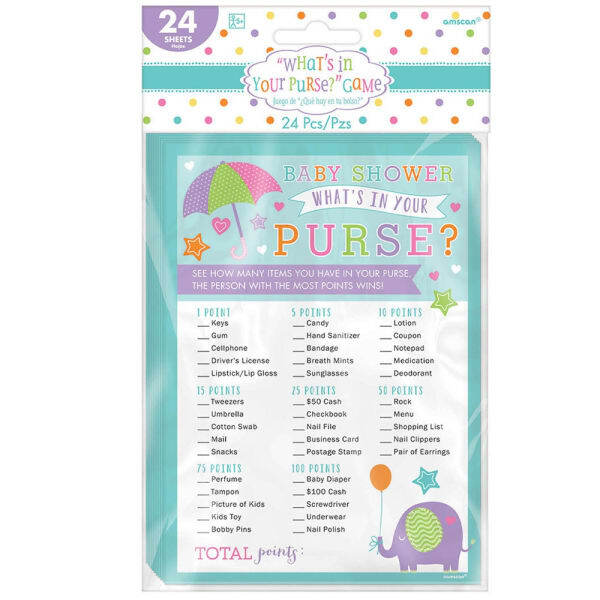 Amscan What´s In Your Purse Baby Shower Game Sheets