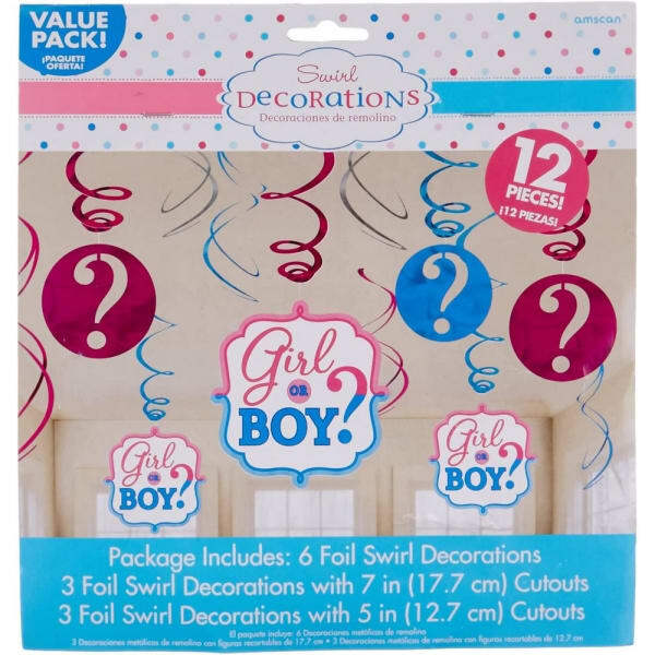 Amscan Girl Or Boy Gender Reveal Streamers (Pack of 12)