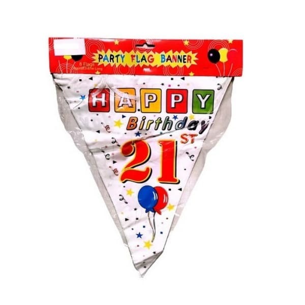 Balloons 21st Birthday Flag Banner