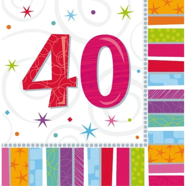 Amscan Radiant 40th Birthday Disposable Napkins (Pack of 16)