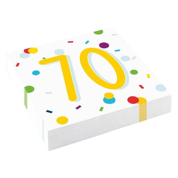 Amscan Confetti 70th Disposable Napkins (Pack of 20)