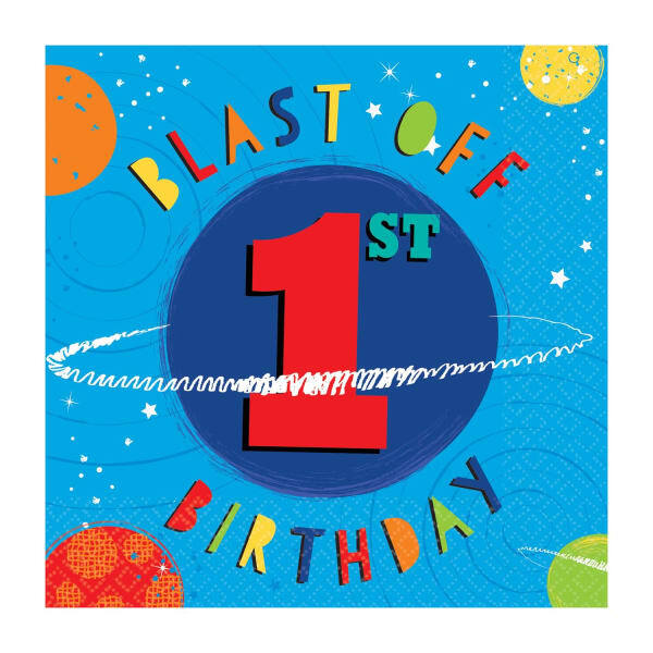 Amscan Luncheon 1st Birthday Napkins (Pack of 16) (33cm)