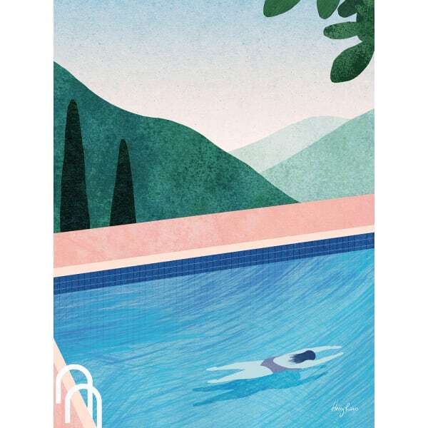 Henry Rivers Swimming Pool II Canvas Print (50cm x 40cm)