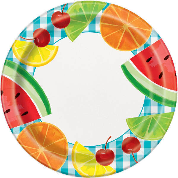 Unique Party Summer Picnic Gingham Paper Plates (Pack of 8)