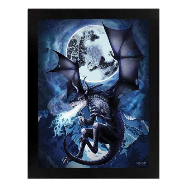 Requiem Wyvern Flames Wooden Framed Print