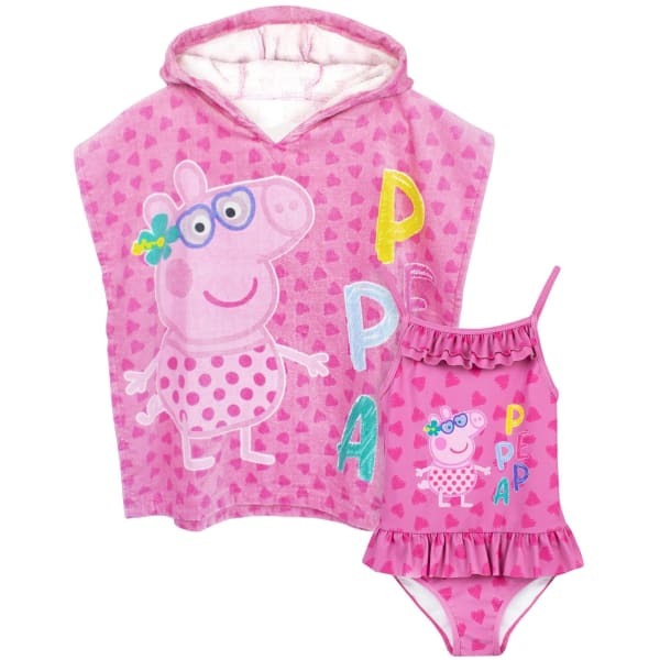 Peppa Pig Girls Swimsuit And Poncho Set (3-4 Years)