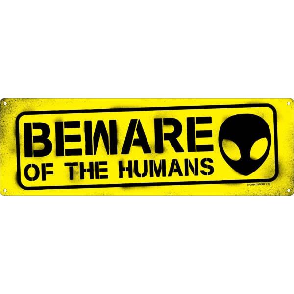 Grindstore Beware Of The Humans Slim Tin Sign