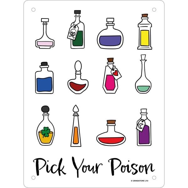 Grindstore Pick Your Poison Mini Plaque (20cm x 15cm)