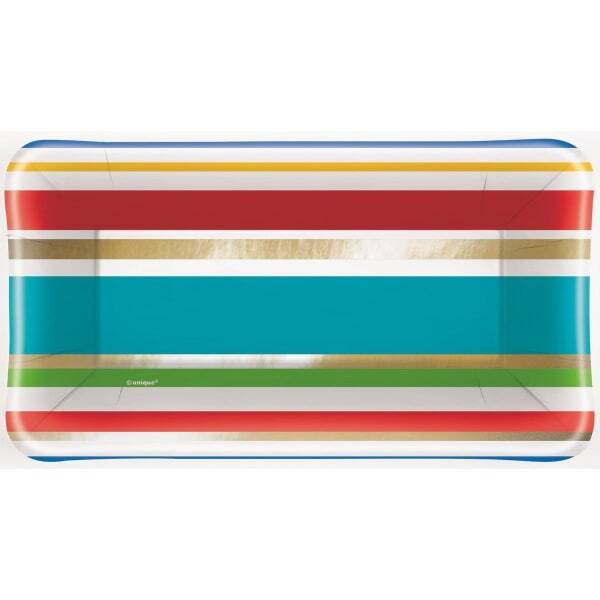 Unique Party Paper Striped Appetiser Plates (Pack of 8)