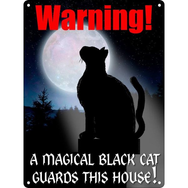 Grindstore Black Cat Guards This House Mini Plaque