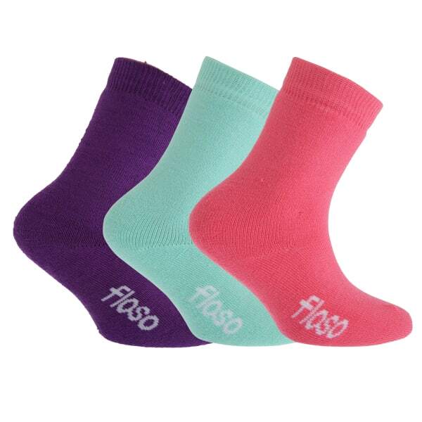 FLOSO Boys/Girls Thermal Socks (Pack Of 3) (UK Shoe: 4-6 )