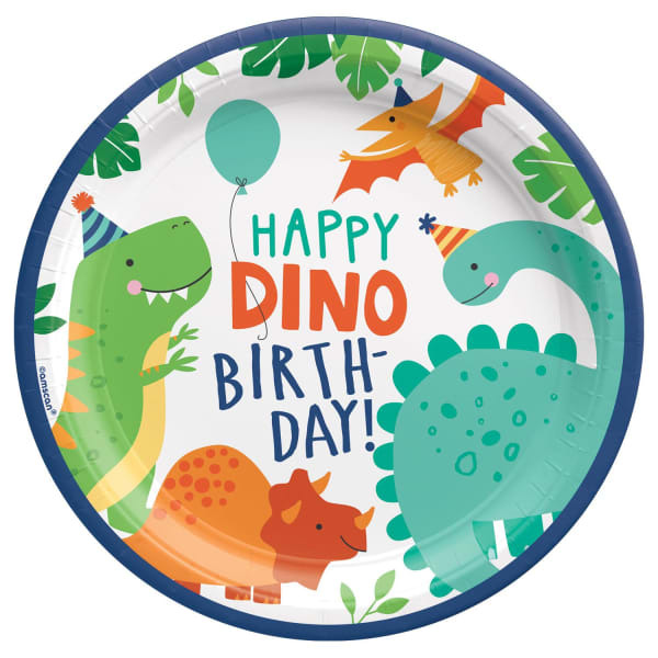 Amscan Dinosaur Birthday Plate (Pack of 8) (23cm)