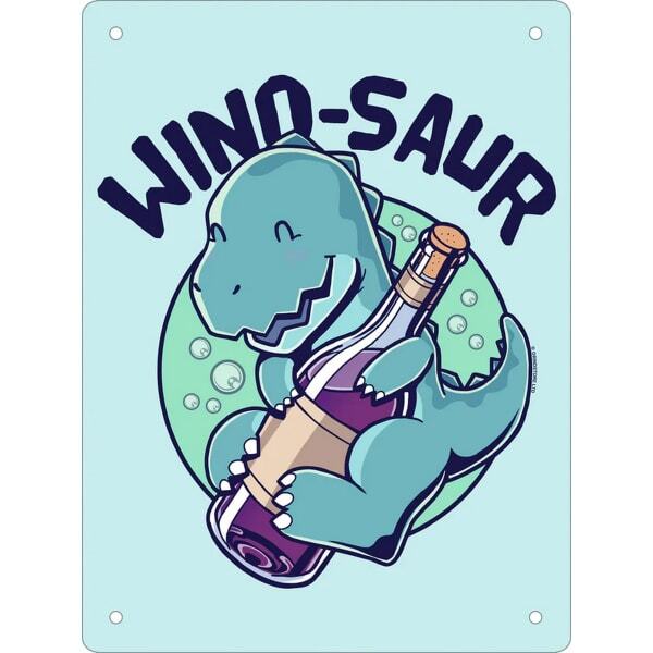 Grindstore Wino-Saur Tin Mini Plaque (20cm x 15cm)