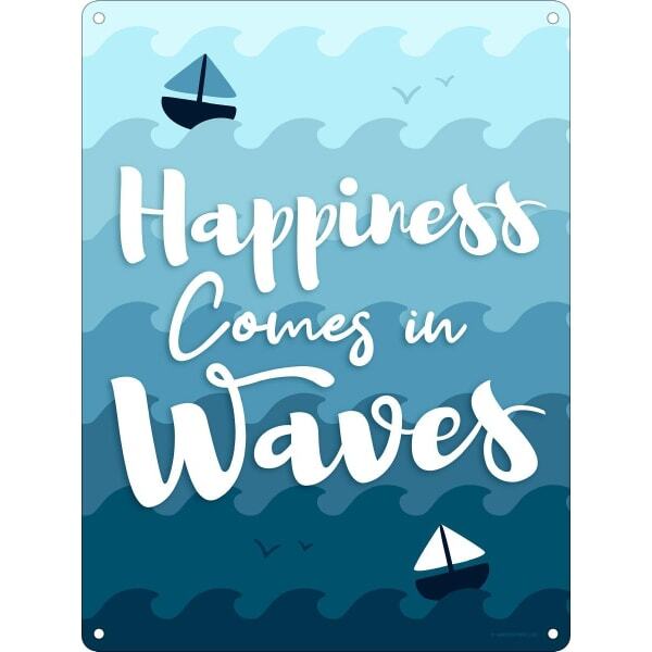 Grindstone Happiness Comes In Waves Mini Tin Sign