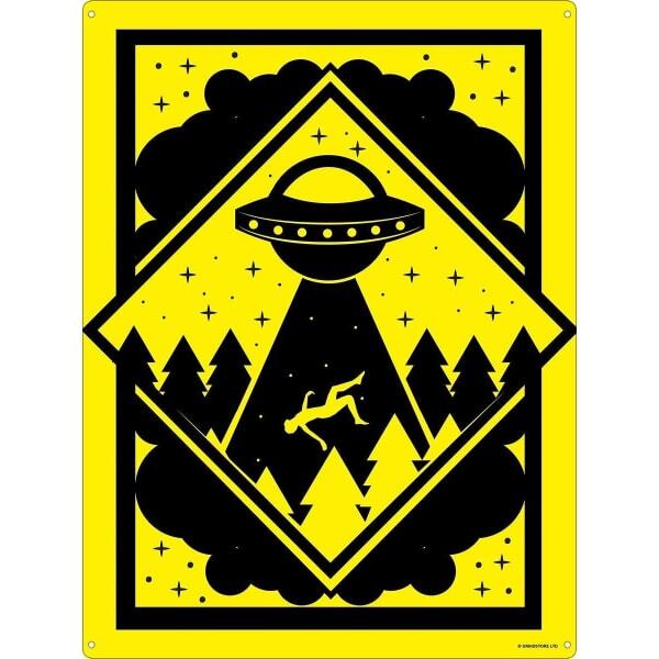 Grindstore Warning Alien Abduction Zone Tin Sign