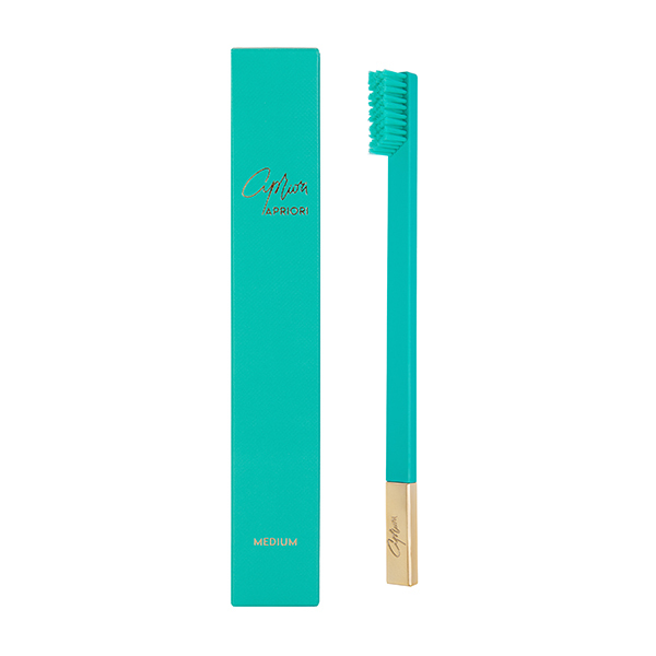 APRIORI Turquoise Blue Gold Medium Toothbrush