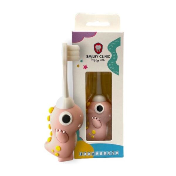 Smiley Clinic Kids Dinosoar Toothbrush -Baby Pink