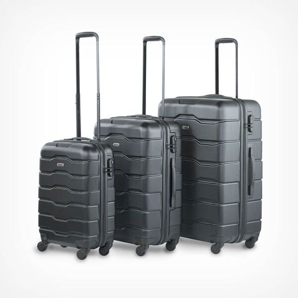 VonHaus 3Pcs Teal Abs Luggage Set - Black