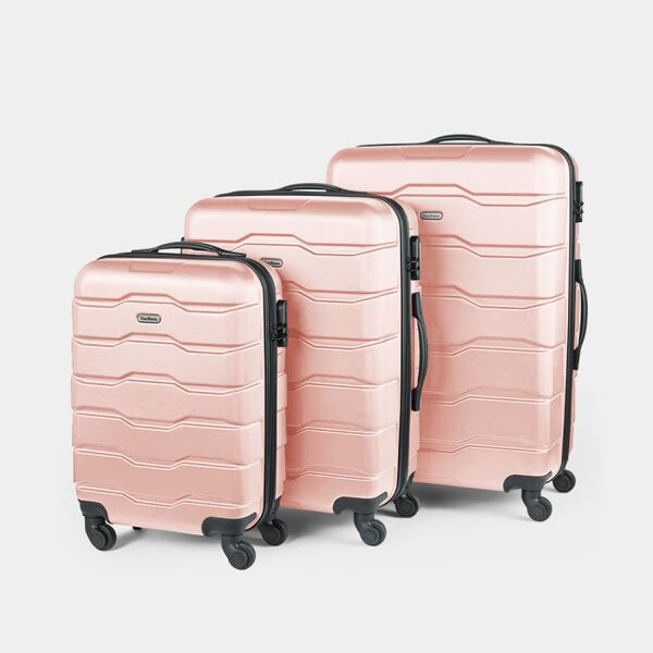 VonHaus 3Pcs Teal Abs Luggage Set - Pink