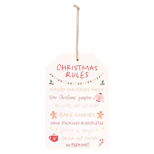 Something Different Christmas Rules Hanging Sign