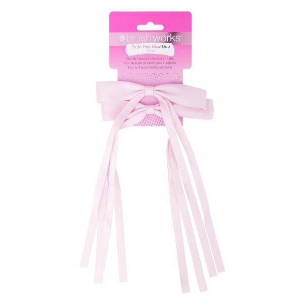 Brushworks Satin Hair Bow Duo – Pink