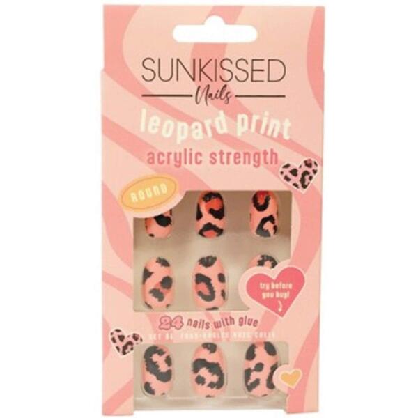 Nails Acrylic Strength Round Leopard Print Nails 24 Pieces