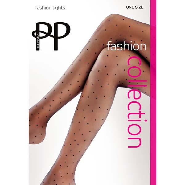 Pretty Polly Pinspot Fashion Tights Black - One Size