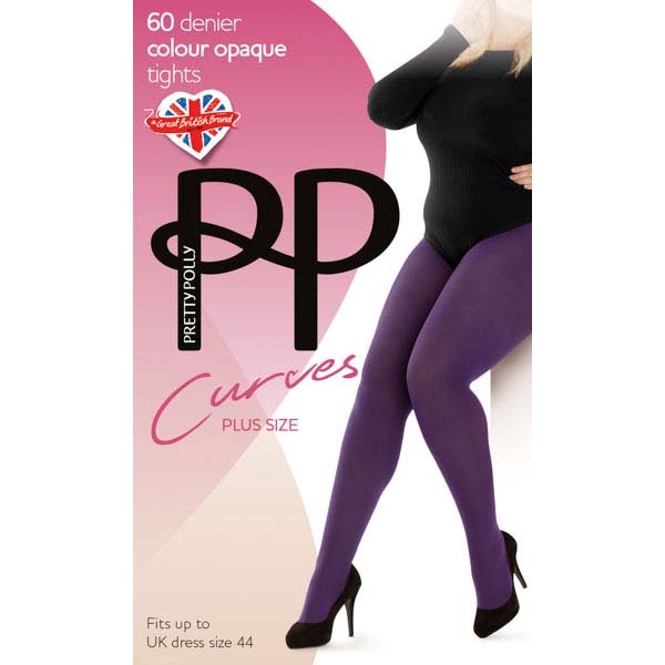 Pretty Polly Curves 60 Denier Opaque Tights Purple - XXXL