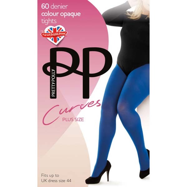 Pretty Polly Curves 60 Denier Opaque Tights Blue - XXXL