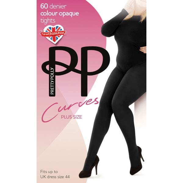 Pretty Polly Curves 60 Denier Opaque Tights Black - XXXXL