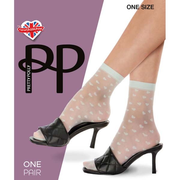 Pretty Polly Heart Fashion Anklets Pale Blue - One Size