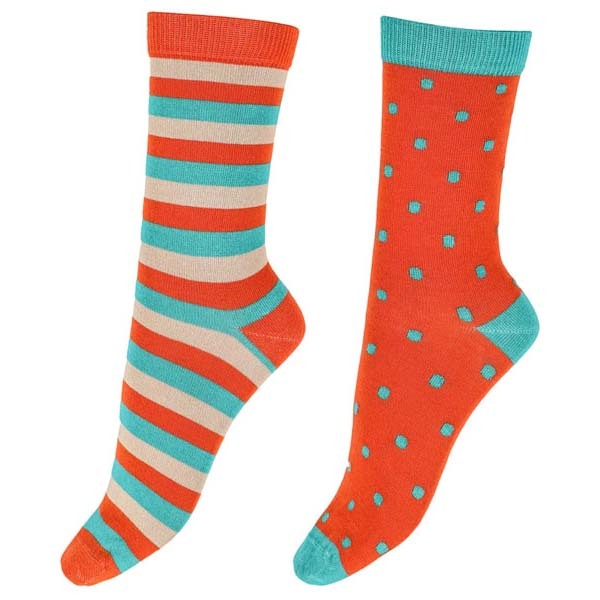 Pretty Polly Bamboo Stripe and Spot Socks 2 Pair  - One Size