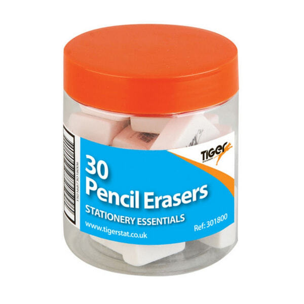 Tiger Stationery Pencil Erasers (Tub of 30)