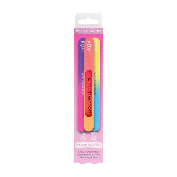 Brushworks Neon Nail Files - 3 Pack