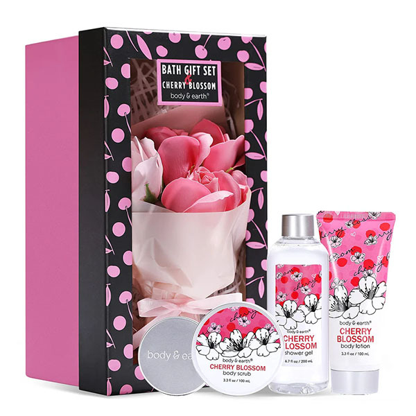 Livingandhome 5pcs Cherry Blossom Bath Spa Gift Set