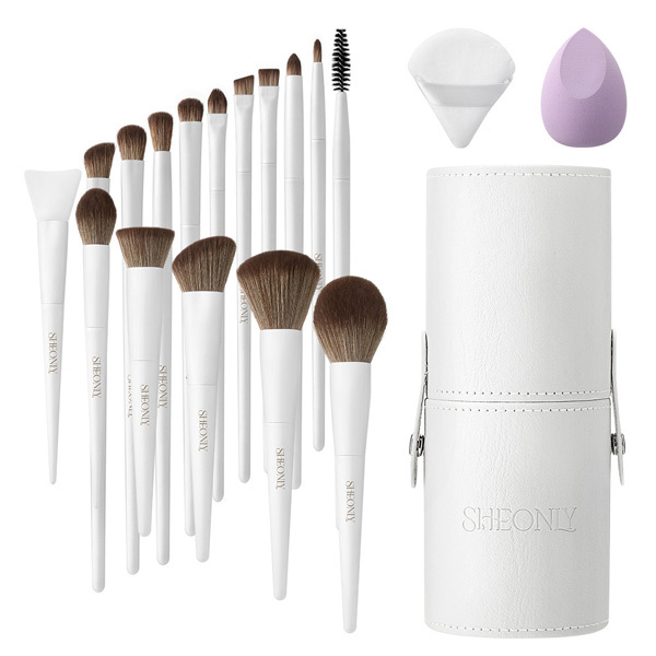 Livingandhome 16pcs Professional Makeup Brush Set- White