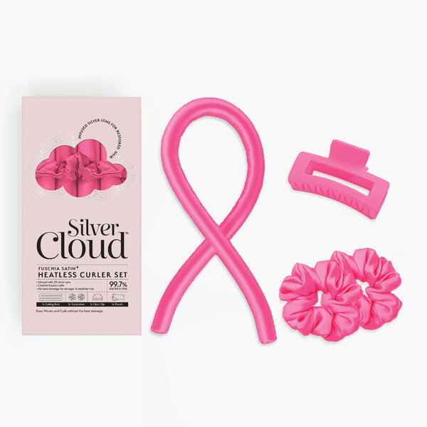 Silver Cloud Fuchsia Satin Heatless Curlers