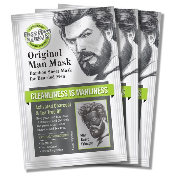 Fuss Free Naturals Mens Charcoal Face Mask, Bearded