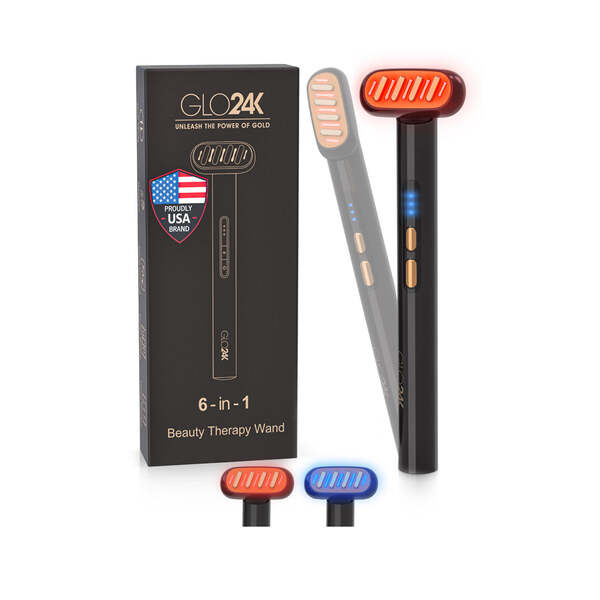 GLO24K 6-IN-1 Beauty Therapy Wand for the Face, Eyes & Neck