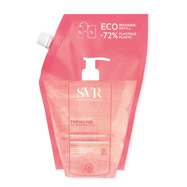 SVR TOPIALYSE 24hr Hydrating Face & Body Gel Wash, Refill 1L