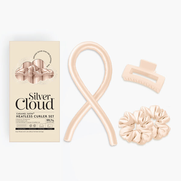 Silver Cloud Caramel Satin Heatless Curlers