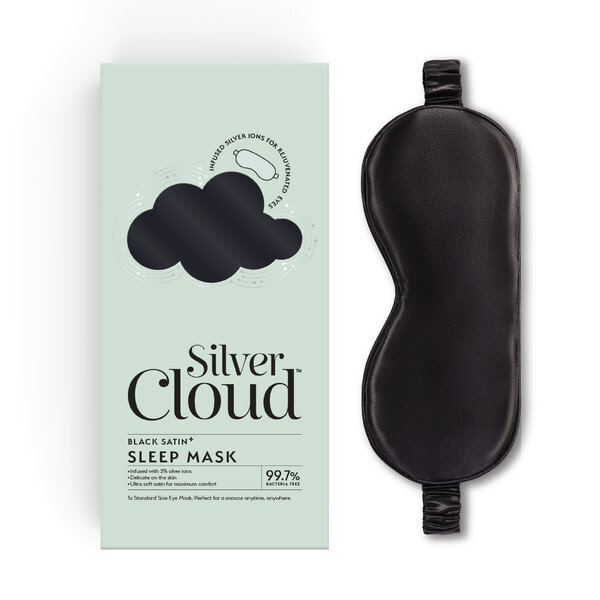 Silver Cloud Black Satin Eye Mask