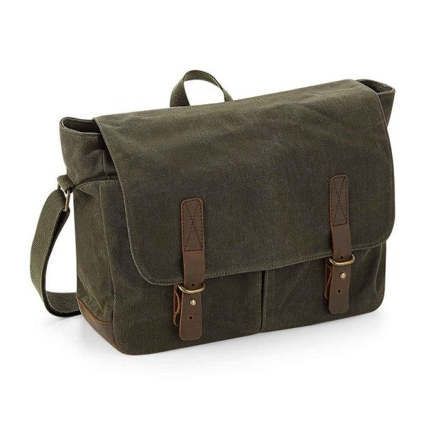 Quadra Heritage Leather Trim Messenger Bag