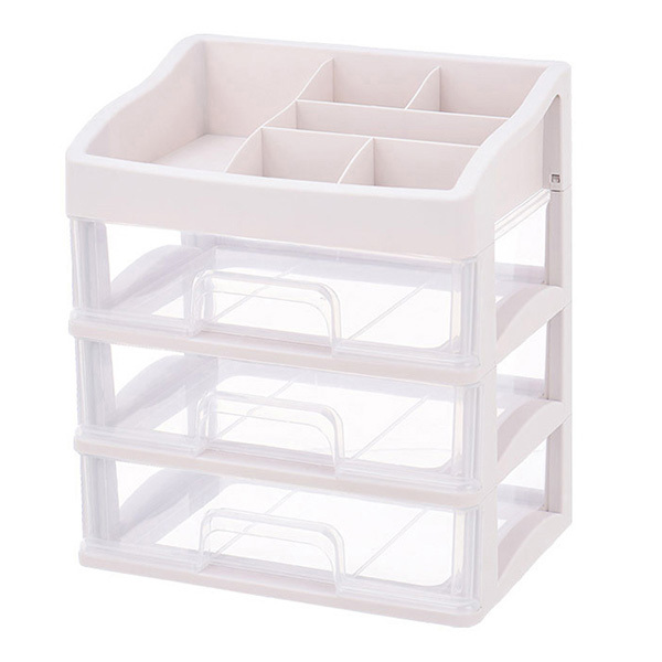 Livingandhome Plastic Makeup Organizer with 3 Drawers