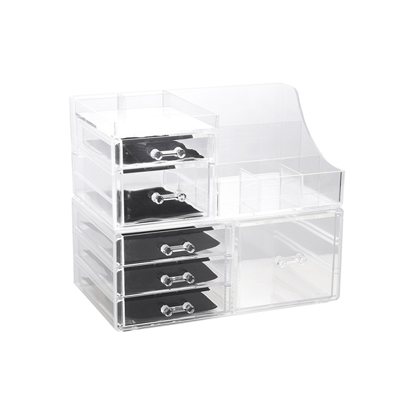 Livingandhome Transparent Makeup Organizer with Drawers