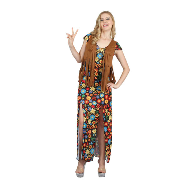 Bristol Novelty Womens Flowery Hippie Dress Costume (10-14)