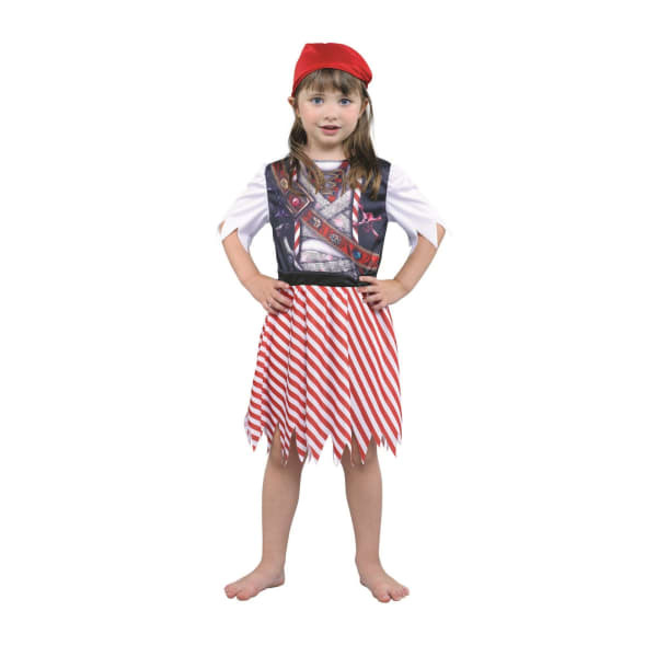 Girls Sublimation Pirate Dress And Bandana Costume (S)