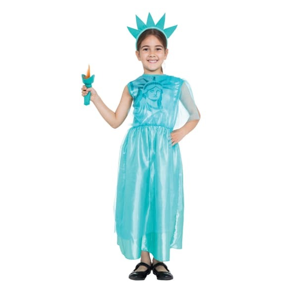 Girls Statue Of Liberty Costume With Plush Torch (S)