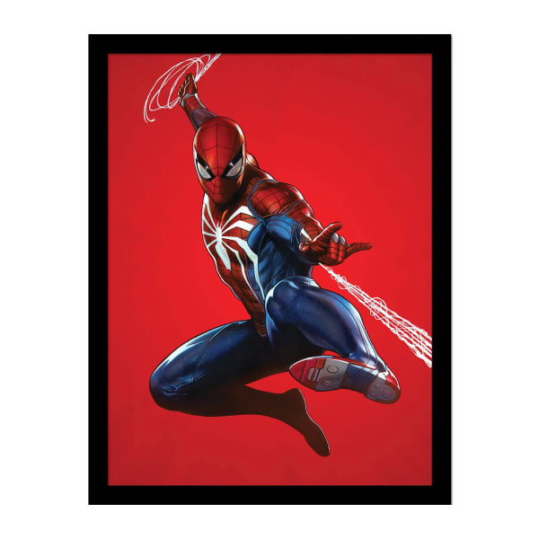 Spider-Man Red Background Framed Poster (40cm x 30cm)